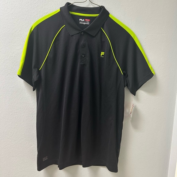 Fila Golf Polo Shirt Men’s Large – Black/Neon Green NWT - Picture 1 of 3